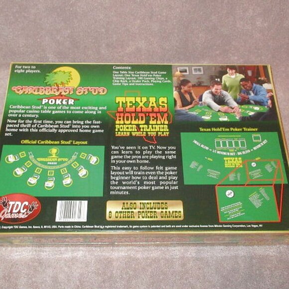 Home Casino Game Set Poker Texas Hold 'Em Caribbean Stud Everything Included NEW - Picture 5 of 10